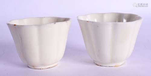 A PAIR OF 18TH CENTURY CHINESE BLANC DE CHINE PORCELAIN TEAB...