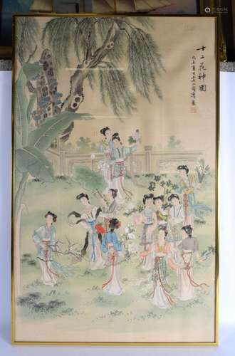 A CHINESE REPUBLICAN PERIOD FRAMED WATERCOLOUR depicting fig...