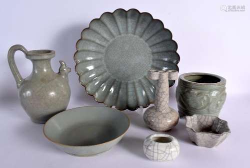 A COLLECTION OF CHINESE GE TYPE STONEWARE including a brush ...