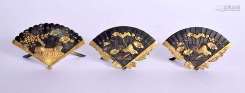 THREE 19TH CENTURY JAPANESE MIXED METAL KOMAI TYPE FANS. 61 ...