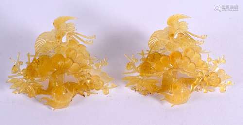 A PAIR OF JAPANESE TAISHO PERIOD CARVED HAIR PIECES possibly...