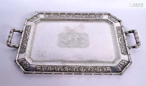 A HEAVY AND FINE QUALITY 19TH CENTURY CHINESE SERVING TRAY c...