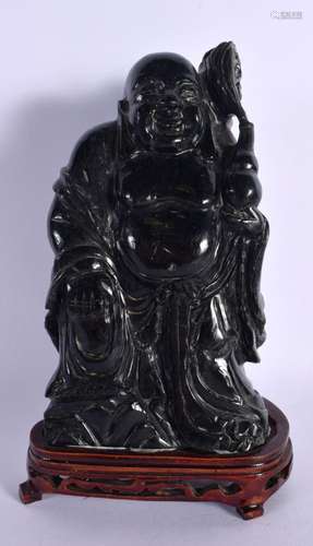 A CHINESE REPUBLICAN PERIOD JADE FIGURE OF A BUDDHA. 22 cm x...