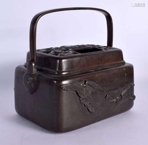 A LARGE 19TH CENTURY JAPANESE MEIJI PERIOD SILVER INLAID BRO...