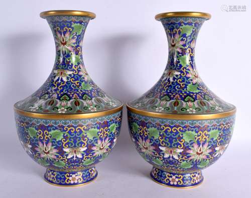 A PAIR OF CHINESE REPUBLICAN PERIOD ENAMELLED VASES. 24 cm h...