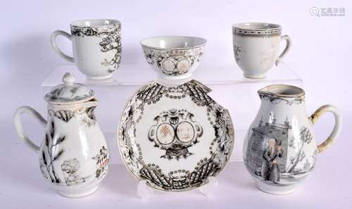 ASSORTED 18TH CENTURY CHINESE EXPORT EN GRISAILLE PORCELAIN ...