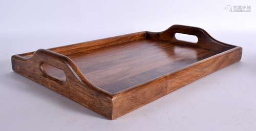 A 19TH/20TH CENTURY CHINESE CARVED HUANGHUALI WOOD TRAY Late...