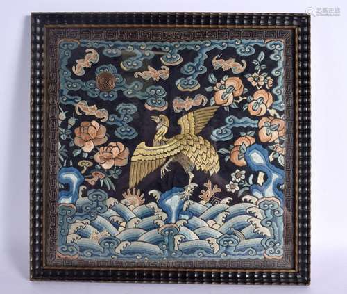 A 19TH CENTURY CHINESE SILK EMBROIDERED RANK BADGE Qing. 33 ...