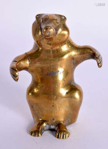 AN UNUSUAL CHINESE QING DYNASTY POLISHED BRONZE BEAR SCROLL ...