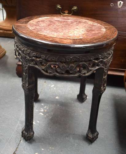 A 19TH CENTURY CHINESE HARDWOOD MARBLE INSET STAND Qing. 45 ...