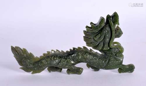 AN EARLY 20TH CENTURY CHINESE CARVED GREEN JADE DRAGON Late ...