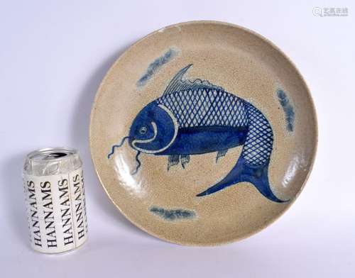 AN UNUSUAL 19TH CENTURY CHINESE CRACKLE GLAZED PORCELAIN DIS...