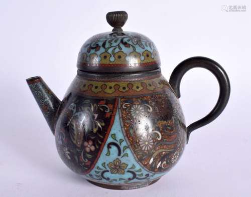 A 19TH CENTURY JAPANESE MEIJI PERIOD CLOISONNE ENAMEL TEAPOT...