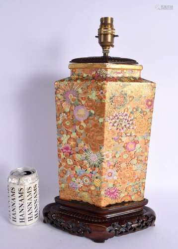 A LARGE LATE 19TH CENTURY JAPANESE SATSUMA LAMP painted with...