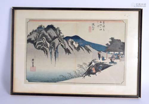 A 19TH CENTURY JAPANESE MEIJI PERIOD WOODBLOCK PRINT depicti...