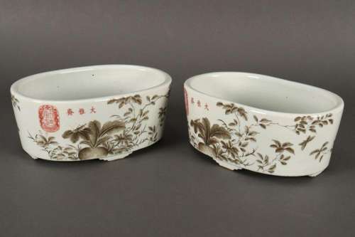 Pair of Chinese Porcelain Jardinieres,
