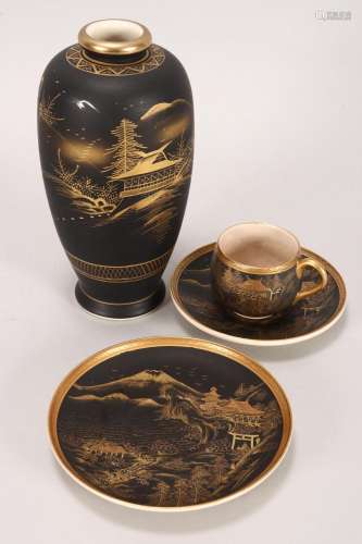 Japanese Black Satsuma Vase,