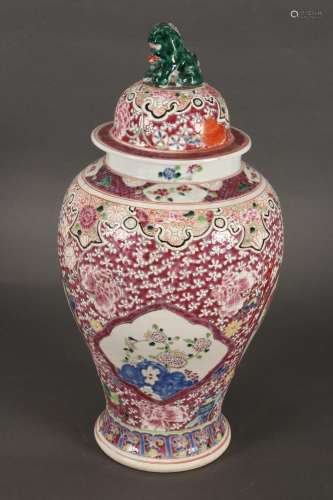 Large Chinese Famille Vert Jar and Cover,