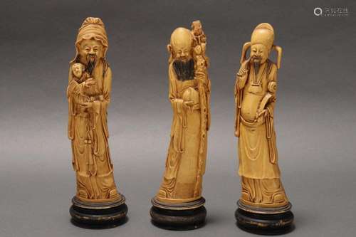 Three Chinese Figures of Immortals,