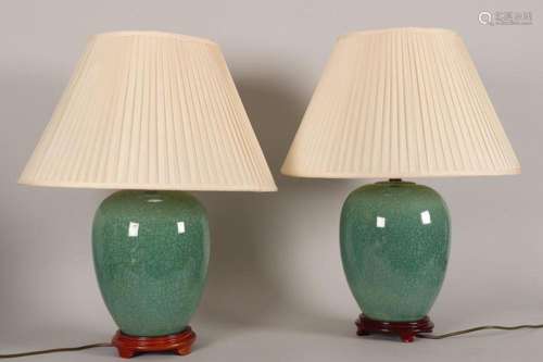 Pair of Chinese Style Porcelain Table Lamps,