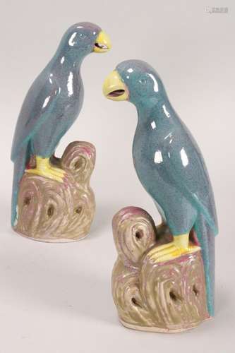 Pair of Chinese Porcelain Parrots,