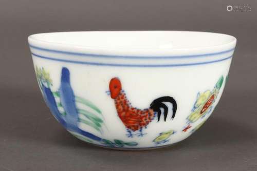 Chinese Doucai Porcelain Chicken Cup,