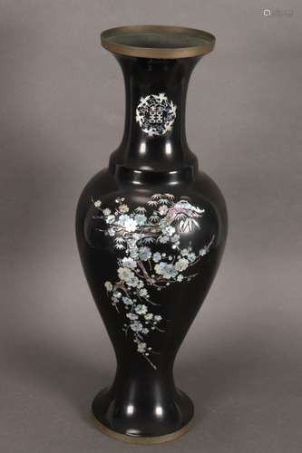 Chinese Black Lacquer and Mother of Pearl Vase,