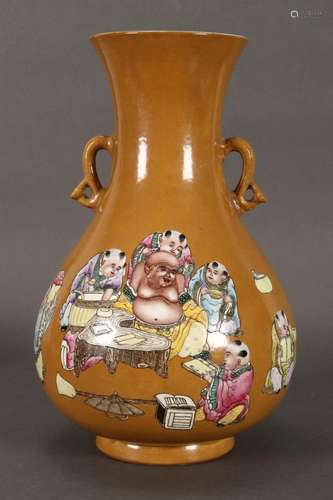 Chinese Twin Handled Porcelain Vase,