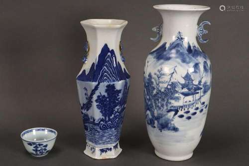 Chinese Qing Dynasty Blue and White Porcelain Vase