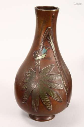 Japanese Champleve Bronze Vase,