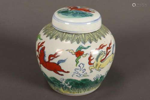 Chinese Doucai Porcelain Jar and Cover,