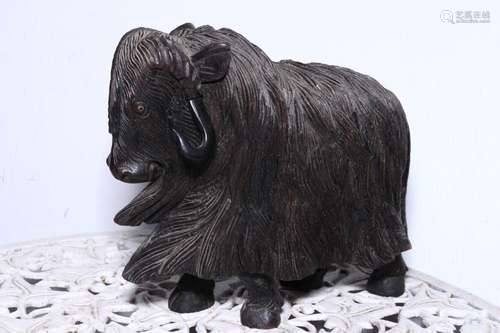 Carved Wooden Figure of a Yak,