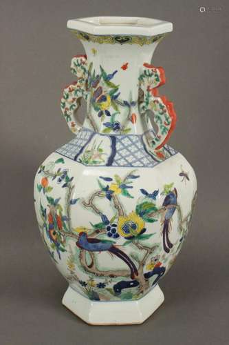 Chinese Famille Vert Twin Handled Vase,