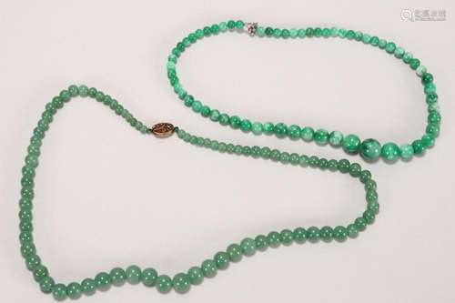 Two Jade Bead Necklaces,