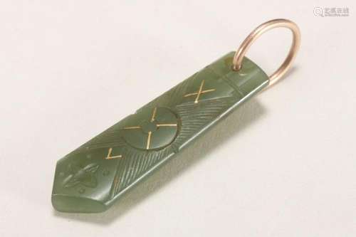 Greenstone Carved Pendant,