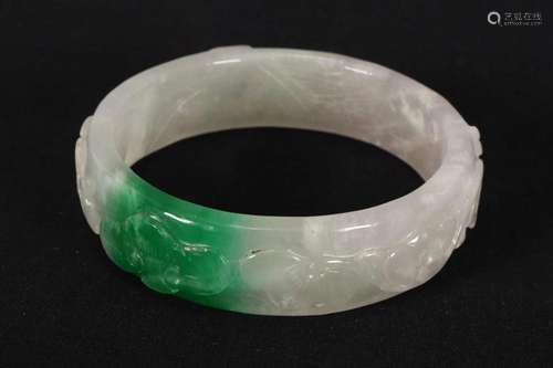 Chinese Carved Jade Bangle,