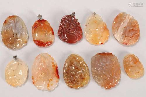 Ten Agate Pendants,