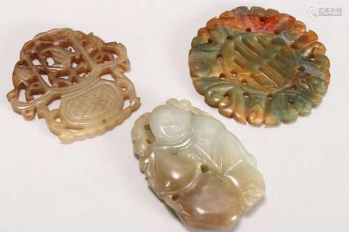 Three Chinese Jade Carvings,