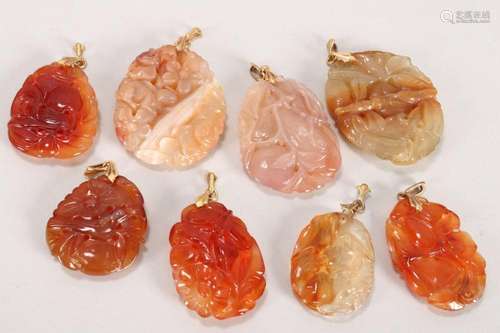 Eight Agate Pendants,