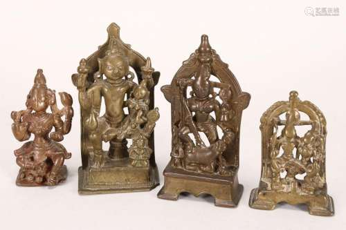 Four Indian Brass Deity Figures,