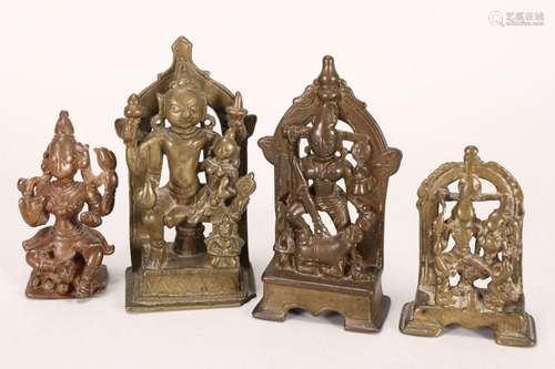 Four Indian Brass Deity Figures,