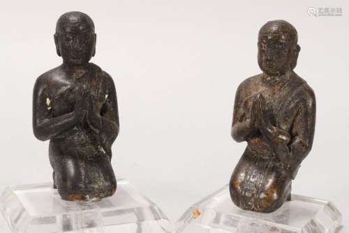 Pair of Small Bronze Kneeling Buddha's,