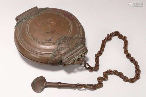 19th Century Sri Lankan Bronze Killotaya/Lime Box,