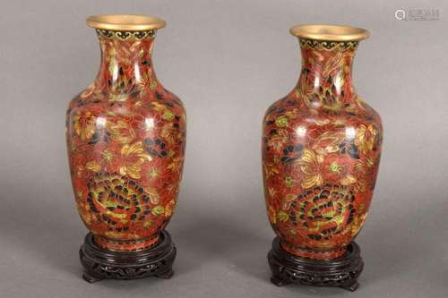 Pair of Chinese Cloisonne Vases,