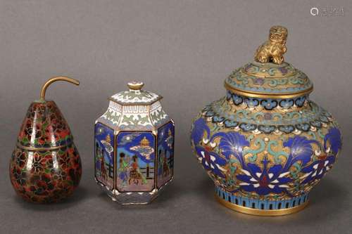 Three Chinese Cloisonne Jars and Covers,