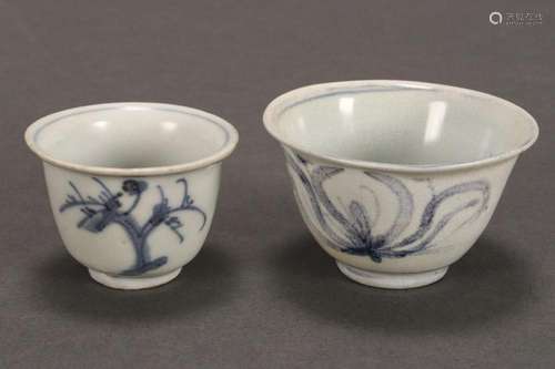 Two Chinese Blue and White Wine Cups,