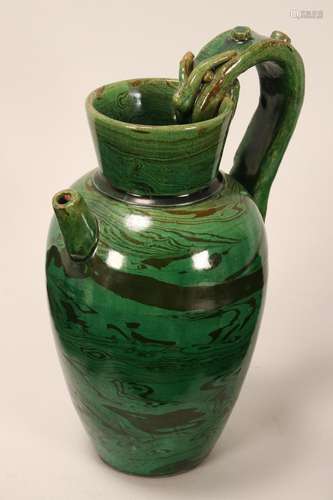 Chinese Marble Glaze Earthenware Ewer,