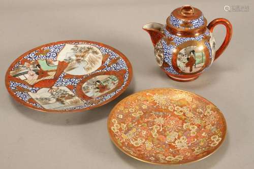 Kutani Teapot and Plate,