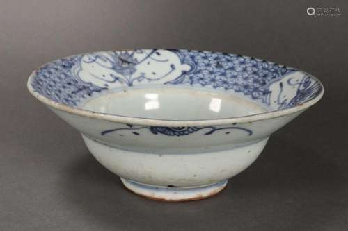 Chinese Swatow Blue and White Porcelain Bowl,