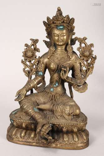 Tibetan Gilt Brass Tara,